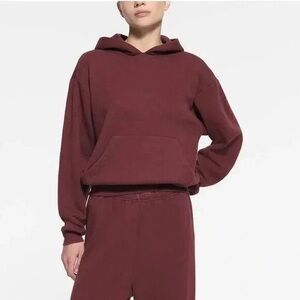SKIMS Cotton Fleece Pullover Hoodie Oxblood